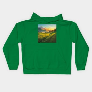 Lush, Sunlit Razor Grass Meadow at Sunset in Faerun Kids Hoodie